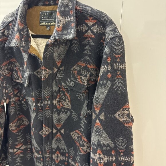 Jachs New York Mens XL Aztec Wool Blend Shirt Coat Jacket Sherpa Lined Shacket - Picture 2 of 10